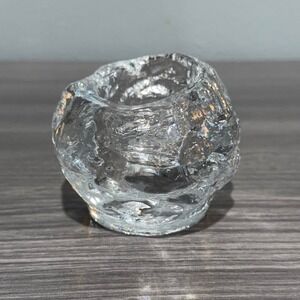 Vintage Austria Lead Crystal Ice Rock Votive Candle Holder Glacier Glass 3in